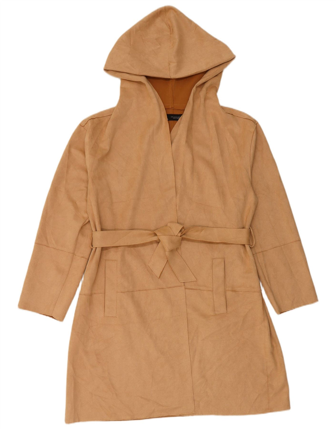 Zara Womens Hooded Overcoat UK 18 XL Beige