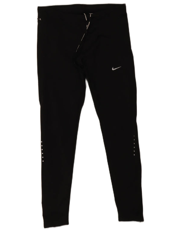 Nike Damen Dri Fit Leggings UK 12 Medium Schwarz Polyester