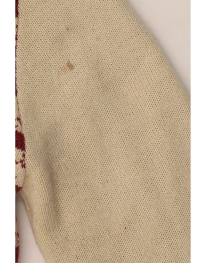 BRAVE SOUL Mens Cardigan Sweater Medium Burgundy Fair Isle Polyester Vintage Brave Soul and Second-Hand Brave Soul from Messina Hembry 