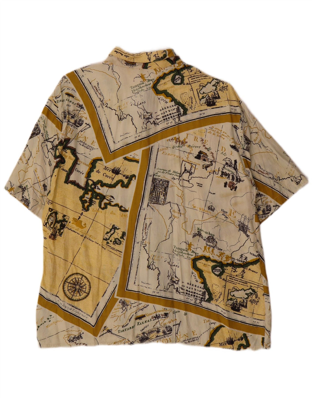 Vintage Womens Short Sleeve Abstract Pattern Shirt UK 14 Large Yellow