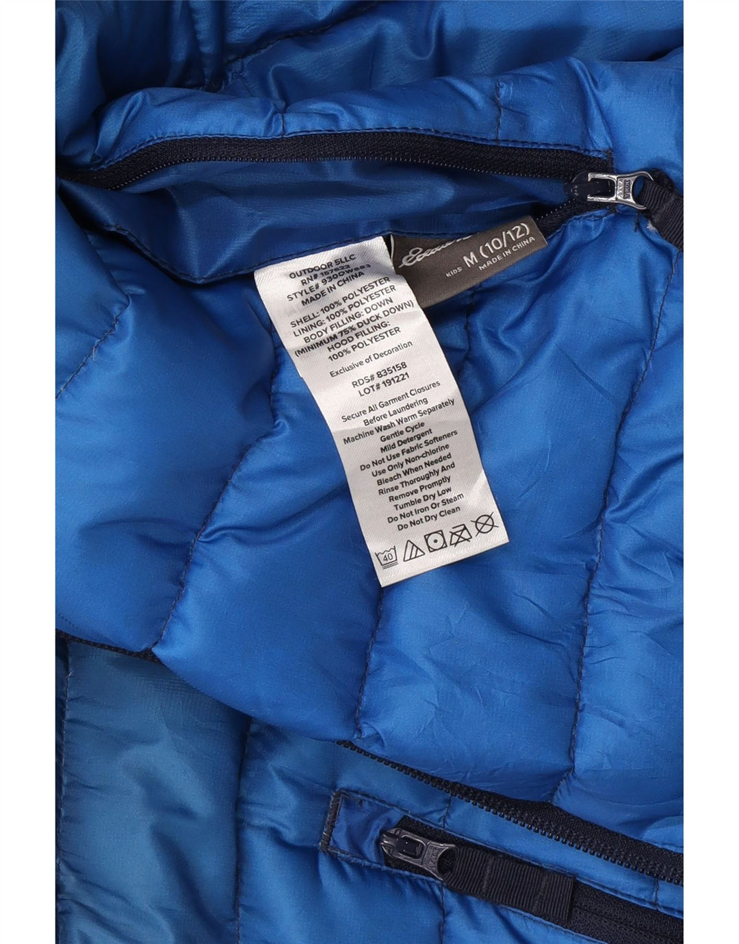 Eddie Bauer Boys Hooded Padded Jacket 10-11 Years Medium Navy Blue