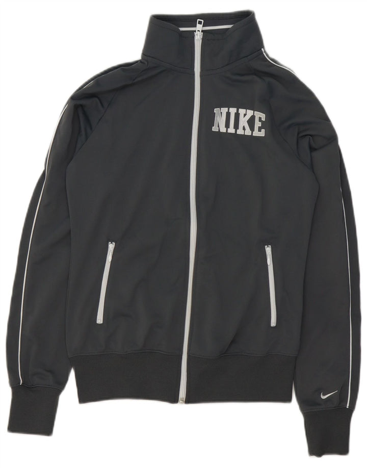 Nike Womens Graphic Tracksuit Top Jacket Small Grey Polyester