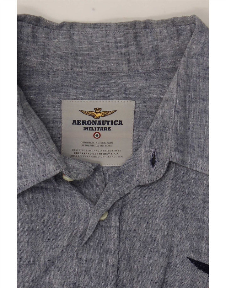 Aeronautica Militare Mens Shirt Medium Blue