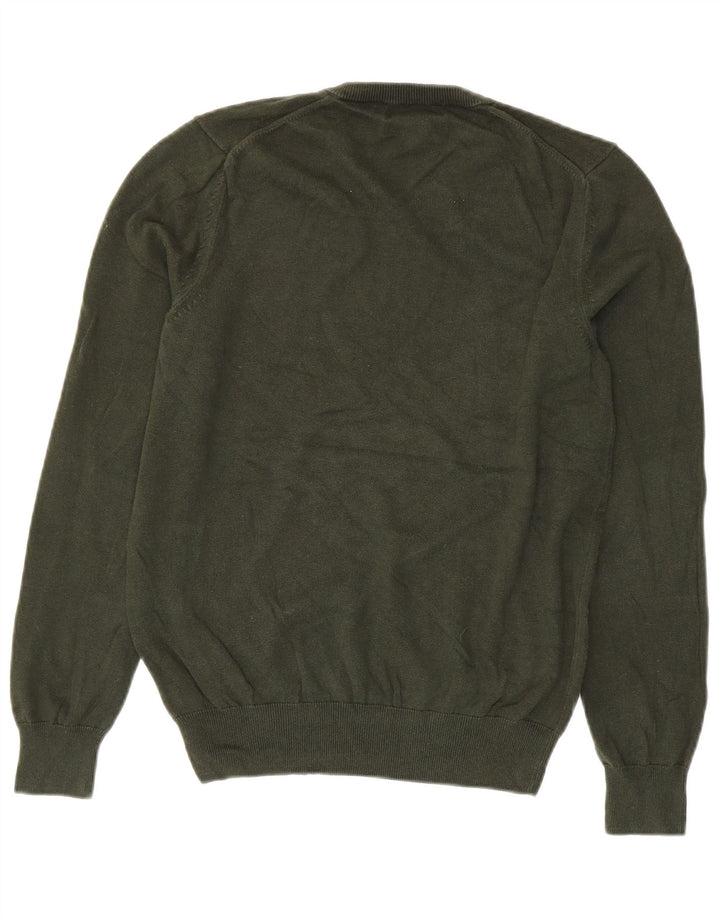 Marks & Spencer Herren-Pullover mit Rundhalsausschnitt, Größe S, grüne Baumwolle