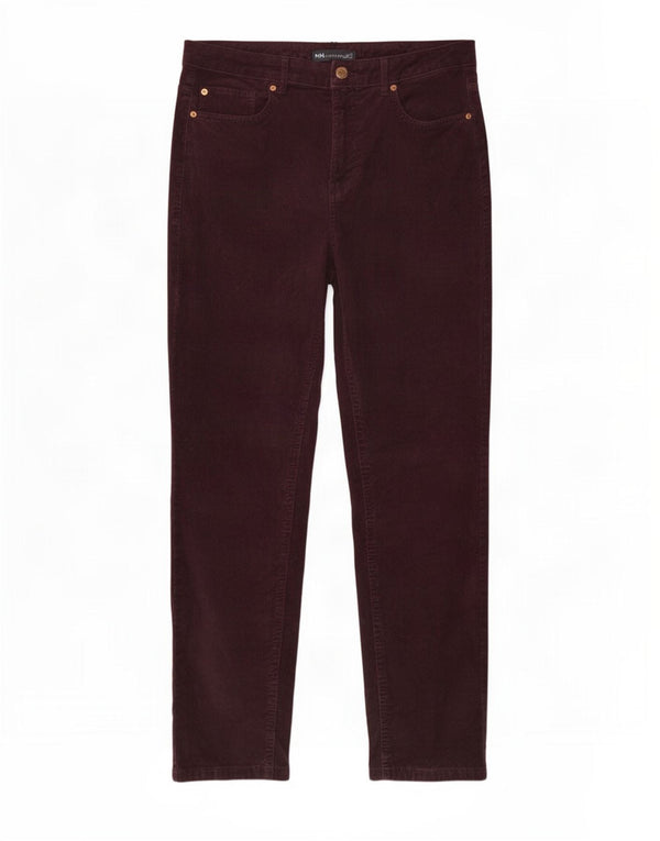 Marks & Spencer Womens High Waist Corduroy Trousers UK 14 Large W32 L27 Bur