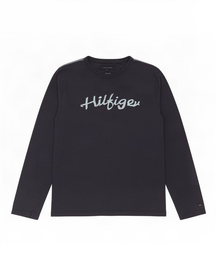 Tommy Hilfiger Mens Graphic Top Long Sleeve Medium Navy Blue Cotton
