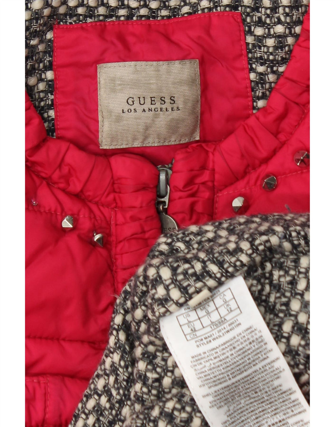 Giacca imbottita da donna GUESS UK 12 rosa medio in poliammide