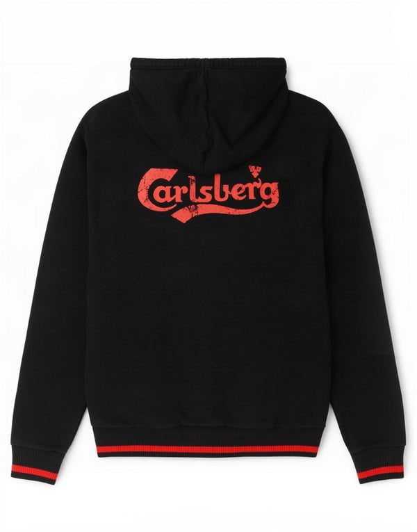 Carlsberg Pull à capuche zippé graphique pour femme UK 18 XL Bleu marine Colourblock