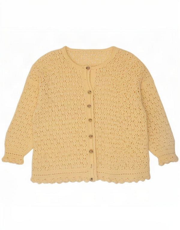 Vintage Womens Crochet Cardigan Sweater UK 14 Large Yellow