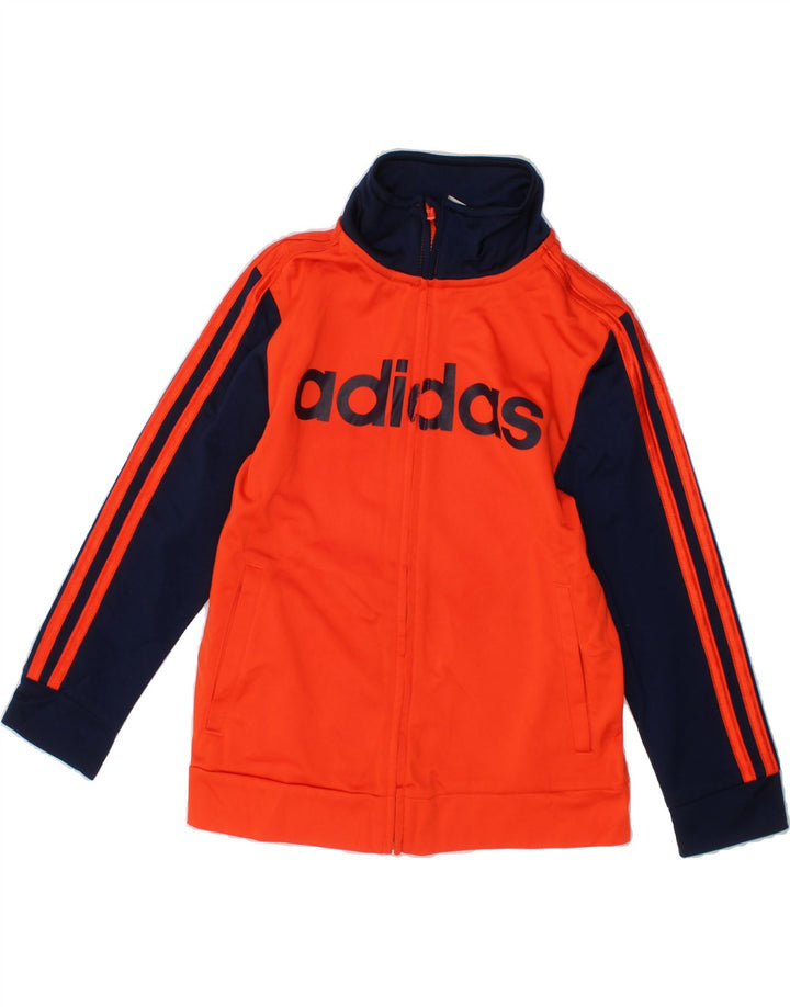 ADIDAS Boys Graphic Tracksuit Top Jacket 6-7 Years Orange Colourblock Vintage Adidas and Second-Hand Adidas from Messina Hembry 