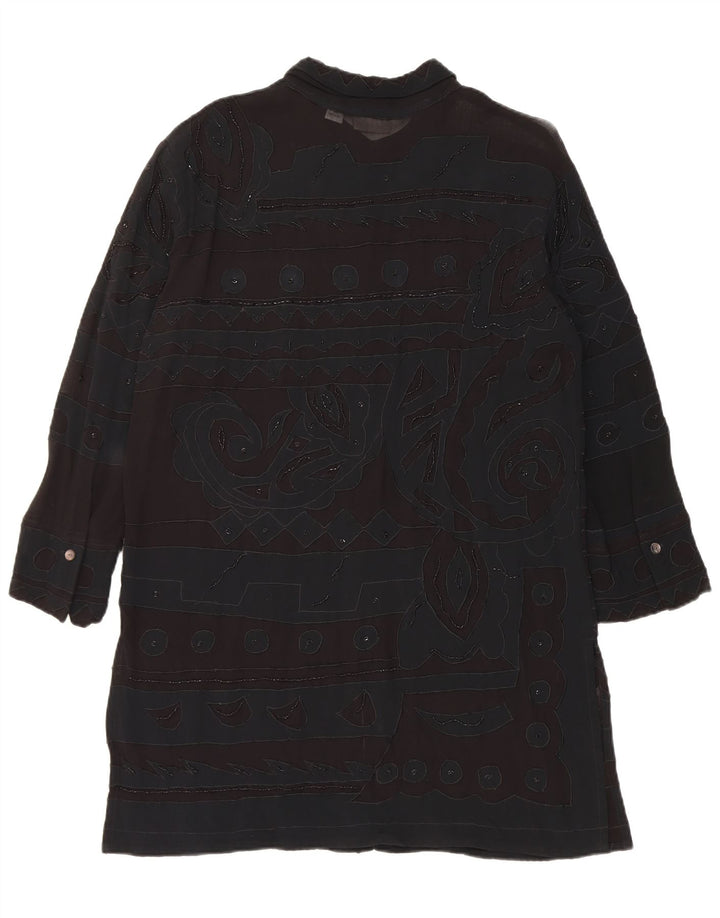 Chico's Womens Shirt Dress UK 14 Medium Black Geometric Rayon