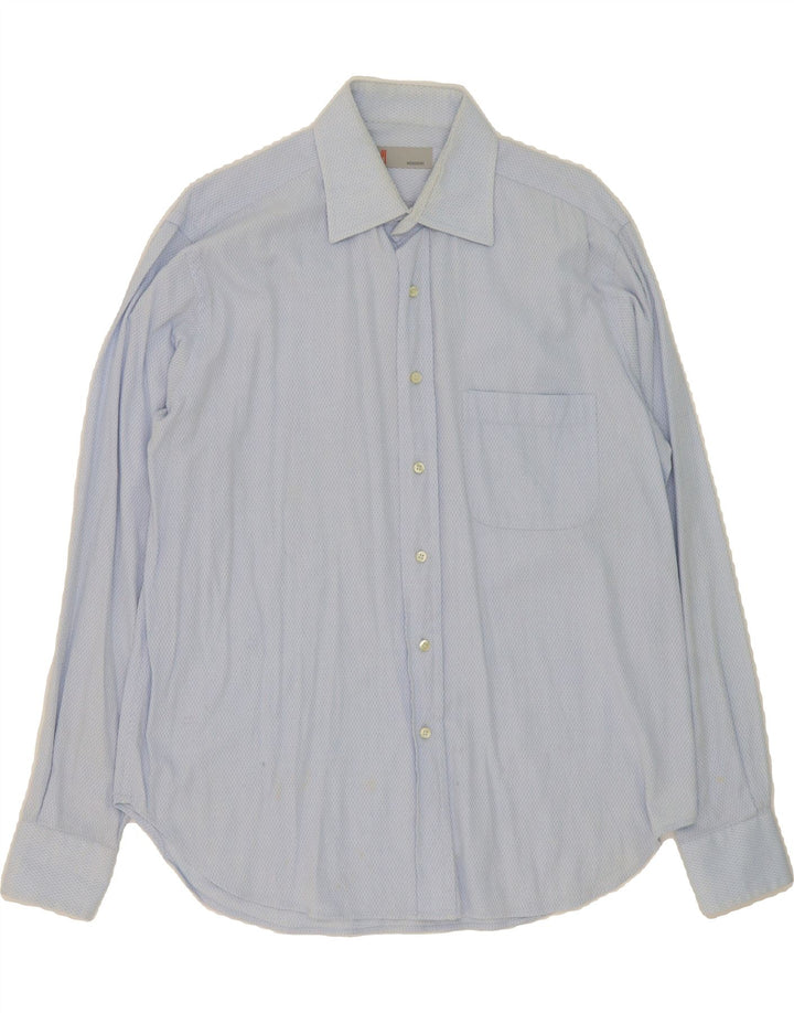 MISSONI Mens Shirt Size 41 16 Large Blue Argyle/Diamond Cotton Vintage Missoni and Second-Hand Missoni from Messina Hembry 