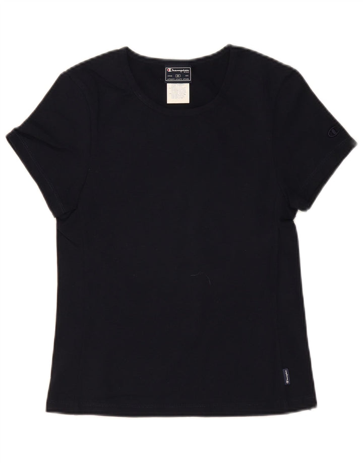 Champion Womens T-Shirt Top UK 12 Medium Navy Blue Cotton