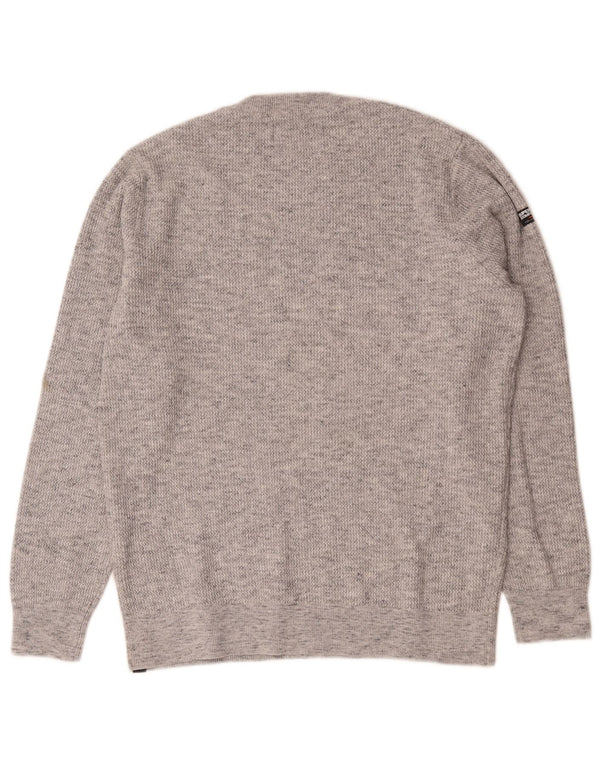 Maglione maglione girocollo da uomo Superdry XL in cotone chiazzato grigio