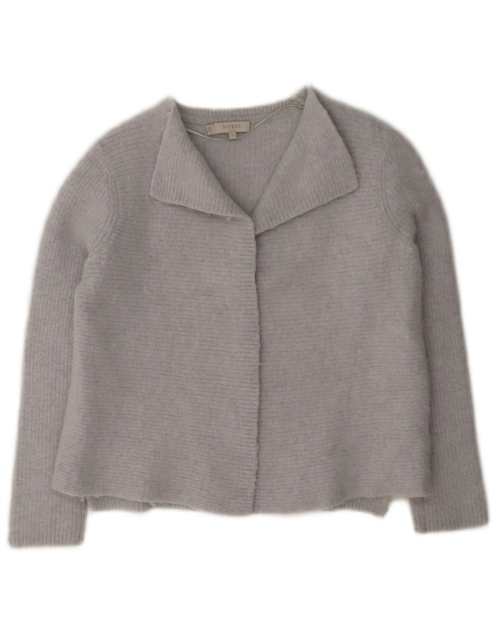 Hobbs Womens Crop Open Cardigan Sweater UK 12 Medium Blue Wool