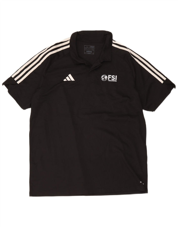Adidas Mens Aeroready Graphic Regular Fit Polo Shirt Large Black Polyester