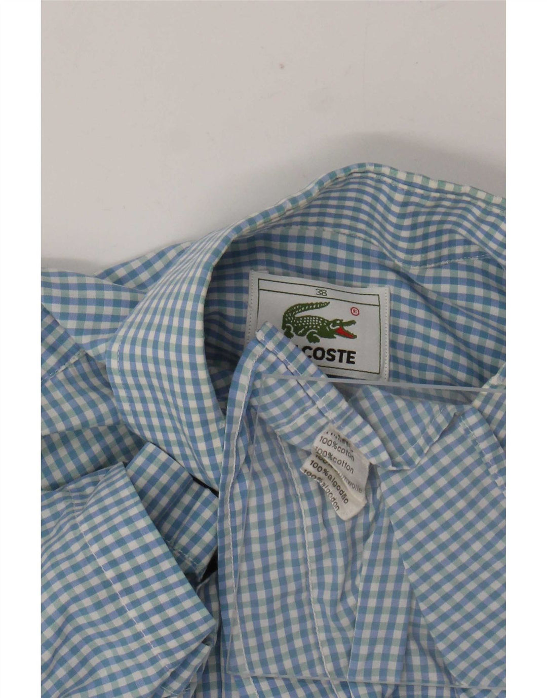 Lacoste Chemise à manches courtes pour hommes Taille 38 Mediume Blue Gingham Cotton