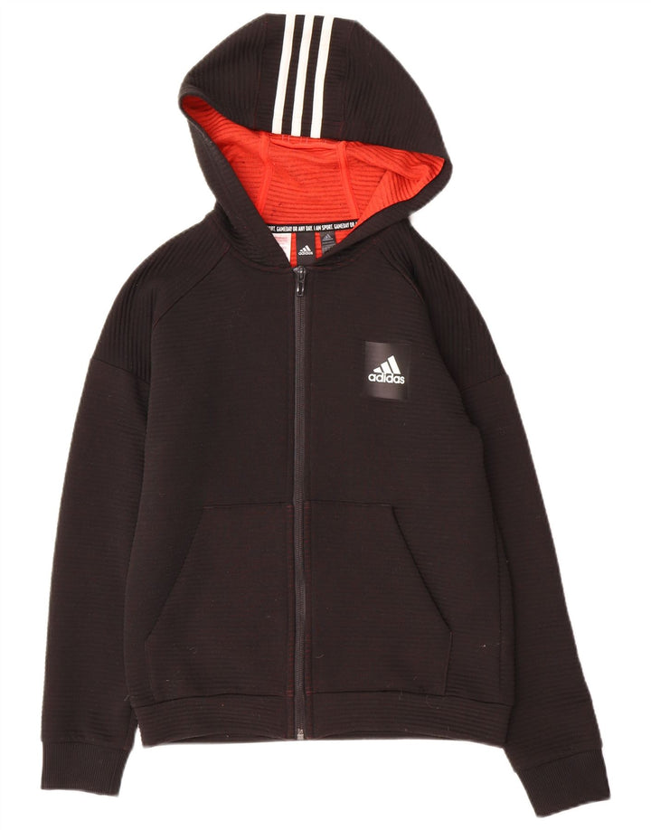 Adidas hættetrøje med lynlås til drenge 11-12 år Sort polyester
