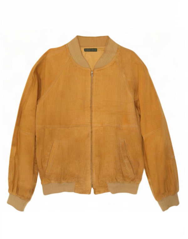 Vintage Mens Suede Bomber Jacket IT 50 Large Beige