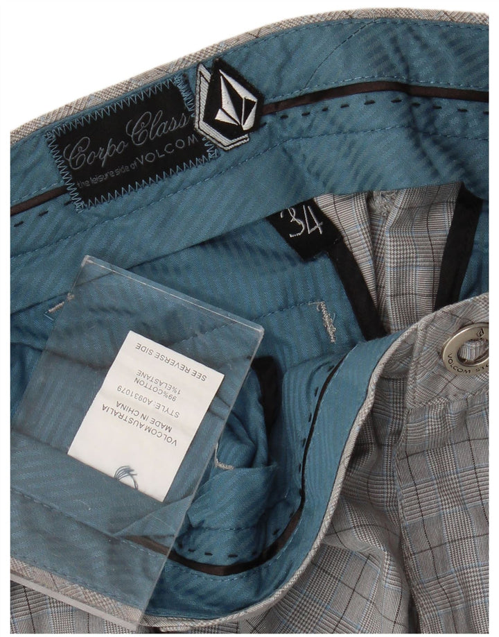 Pantaloncini chino da uomo Volcom W34 cotone a quadri grigi grandi