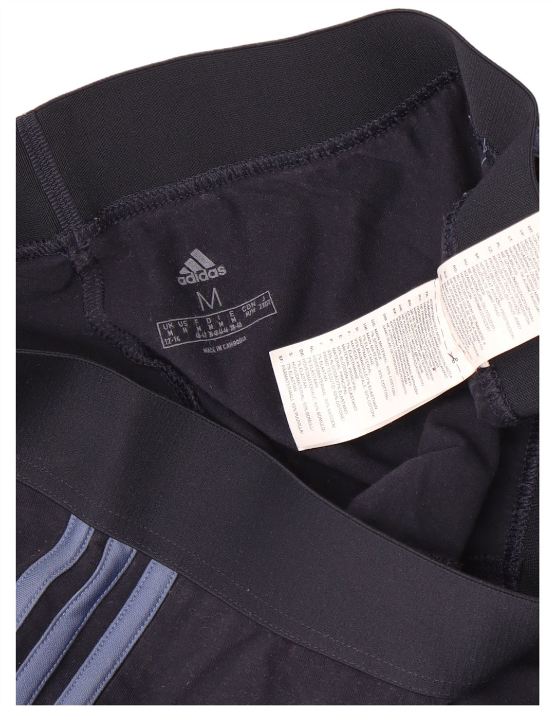 ADIDAS Womens Leggings UK 12/14 Medium  Navy Blue Cotton
