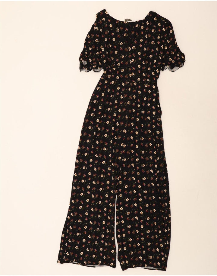 Oasis Womens Short Sleeve Jumpsuit UK 14 Medium Black Floral