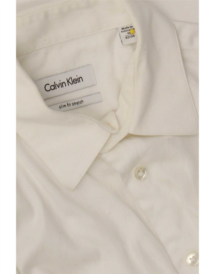 Calvin Klein Mens Slim Fit Shirt Size 15 Medium White Cotton