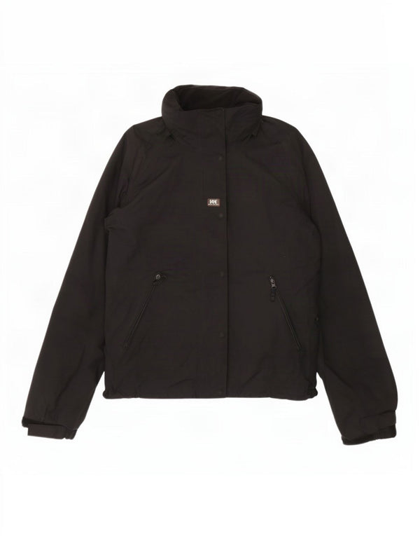 Helly Hansen Womens Hooded Rain Jacket UK 14 Medium Black Polyester