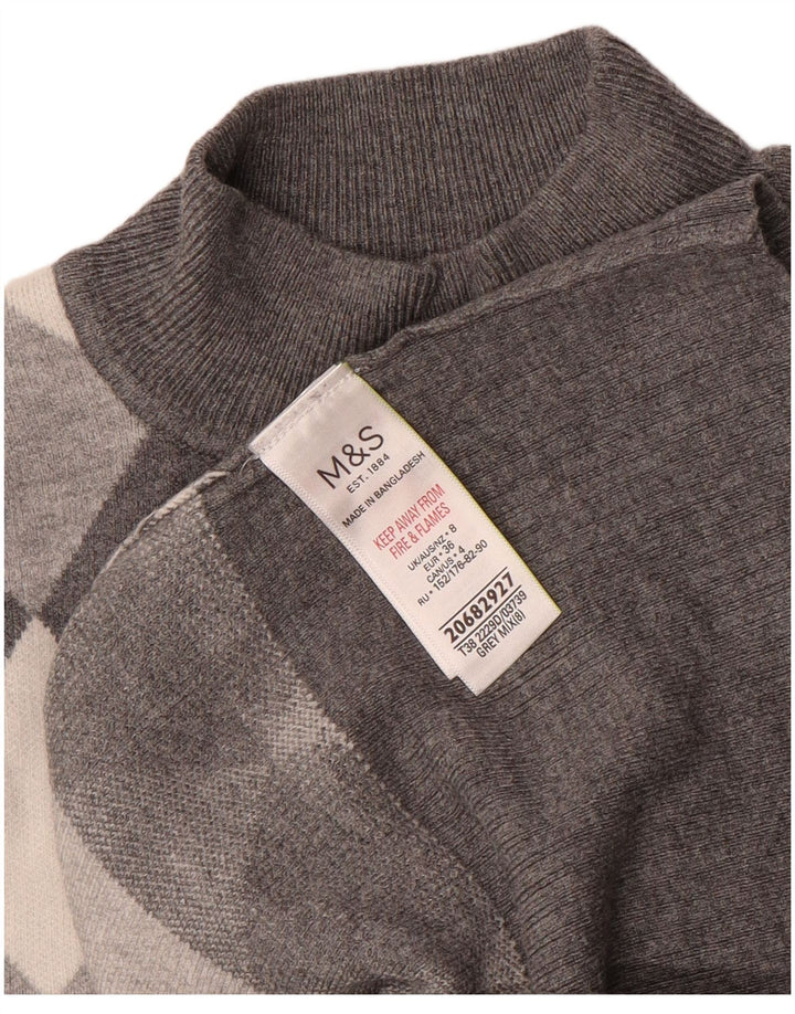 Marks & Spencer Womens Turtle Neck Jumper Sweater UK 8 Small Grey