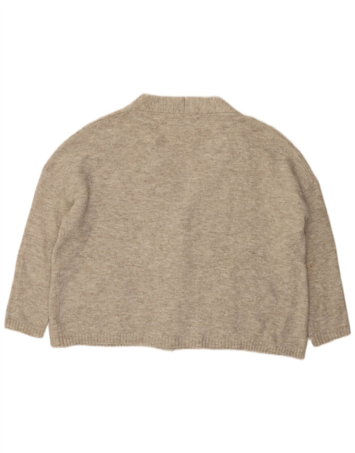 Zara Womens Oversized Cardigan Sweater UK 10 Small Grey Flecked