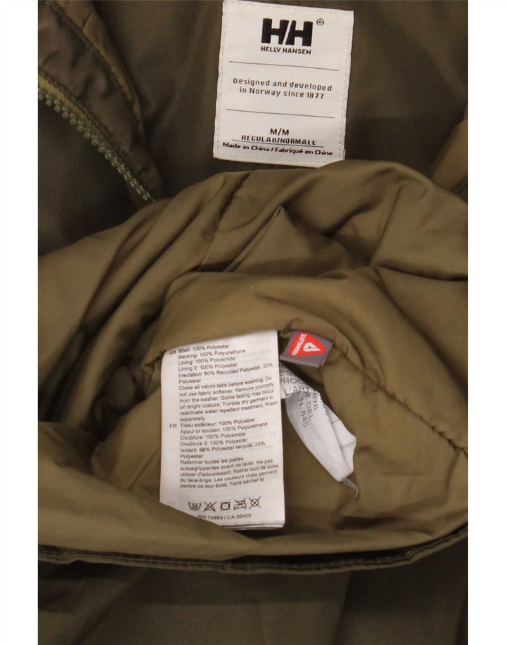 Casaco acolchoado com capuz feminino Helly Hansen UK 14 poliéster cáqui médio