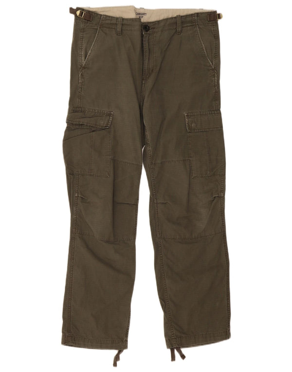 Calça cargo masculina Carhartt reta W33 L30 algodão listrado cáqui