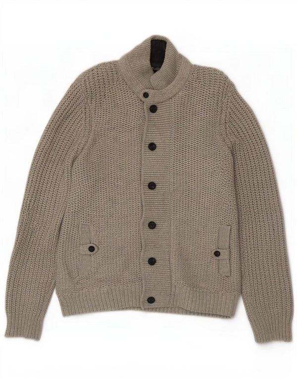 Ted Baker Herre Cardigan Sweater Størrelse 6 2XL Grå Bomuld