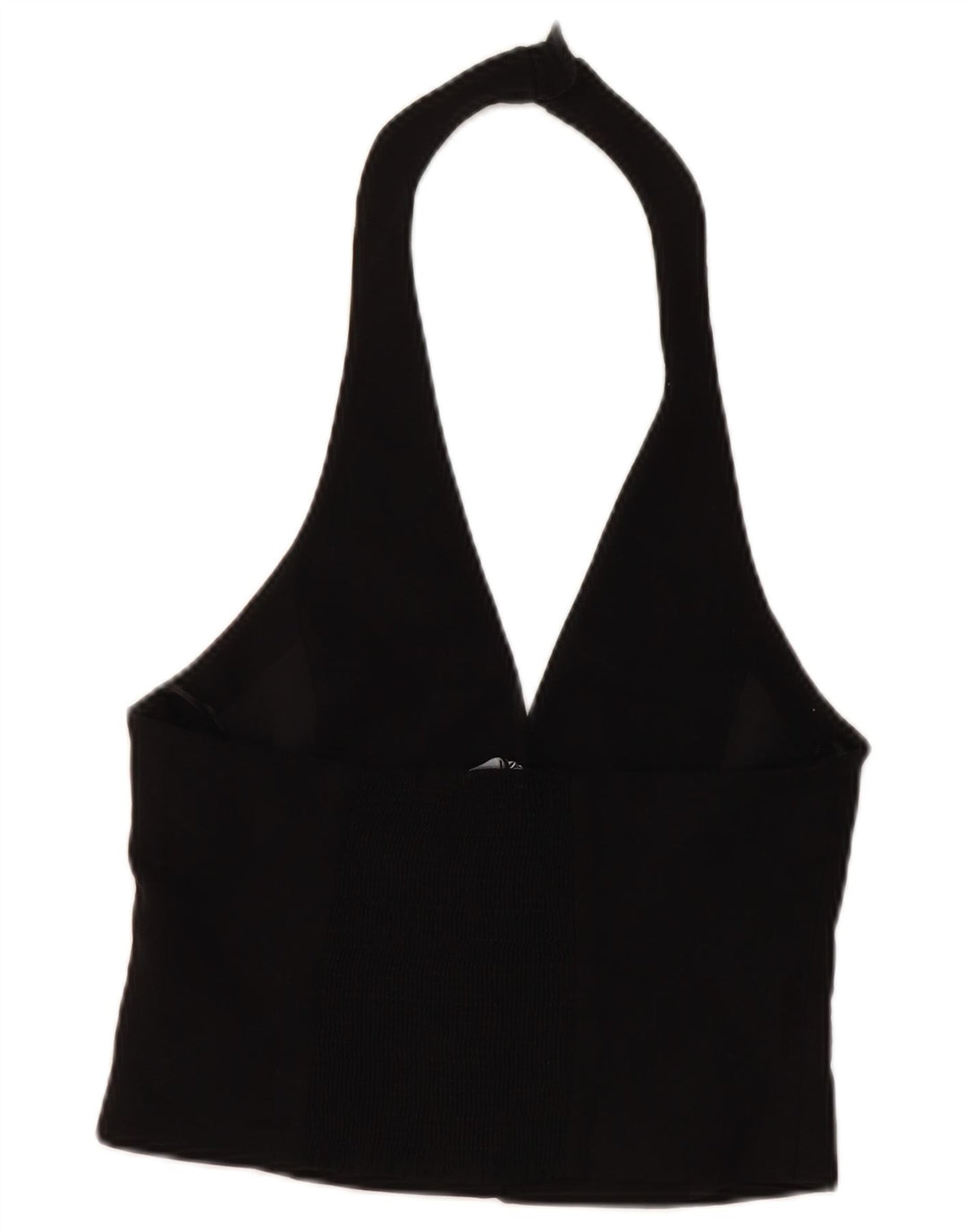 Zara Womens Crop Halter Top UK 12 Medium Black Viscose