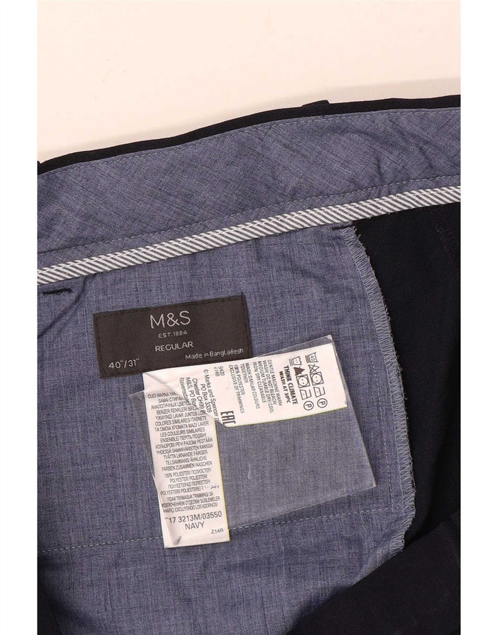Marks & Spencer Pantalon de costume droit pour homme W40 L31 Bleu marine