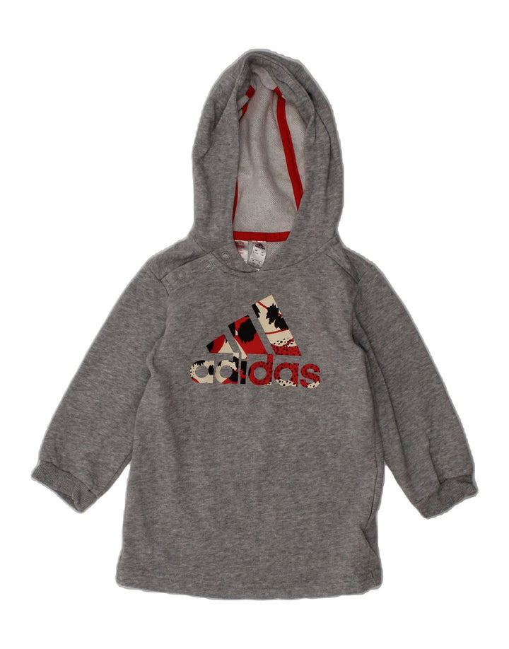 ADIDAS Baby Boys Graphic Hoodie Jumper 9-12 Months Grey Cotton Vintage Adidas and Second-Hand Adidas from Messina Hembry 