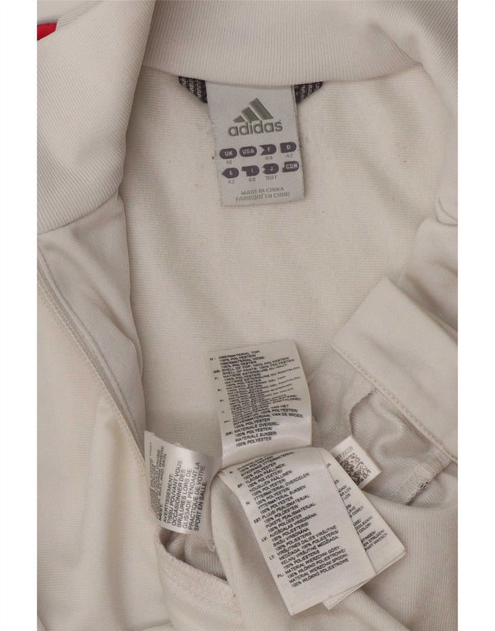 Adidas női tréningruha felső kabát UK 16 nagy fehér poliészter