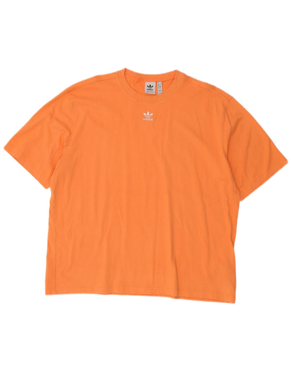Adidas Womens Oversized T-Shirt Top UK 16/18 Large Orange Cotton