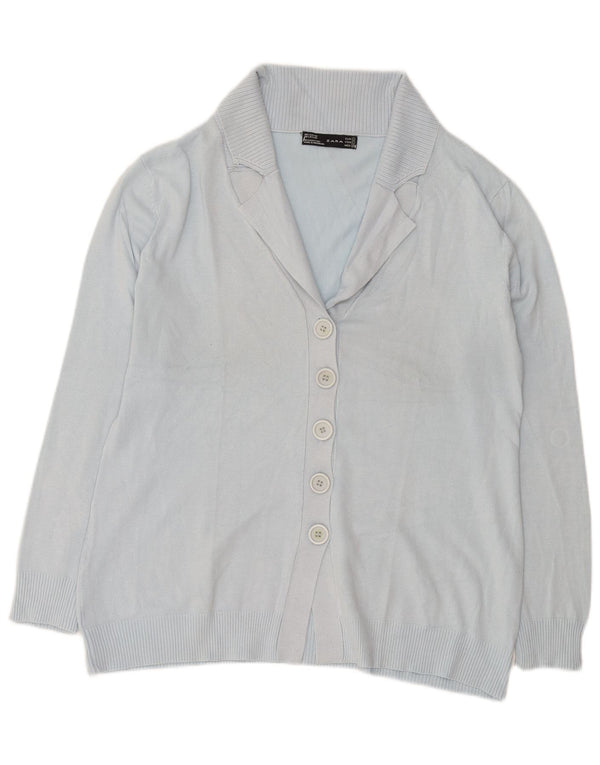 Suéter cardigã feminino Zara Reino Unido 16 grande rayon azul