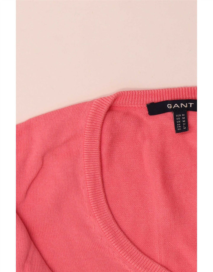 Gant Womens V-Neck Jumper Sweater UK 12 Medium Pink Cotton
