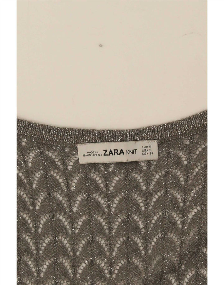 Zara Womens Crochet Vest Top UK 8 Small Grey
