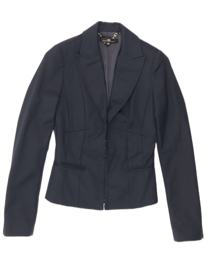 Elisabetta Franchi Womens Blazer Jacket IT 40 Small Navy Blue Cotton