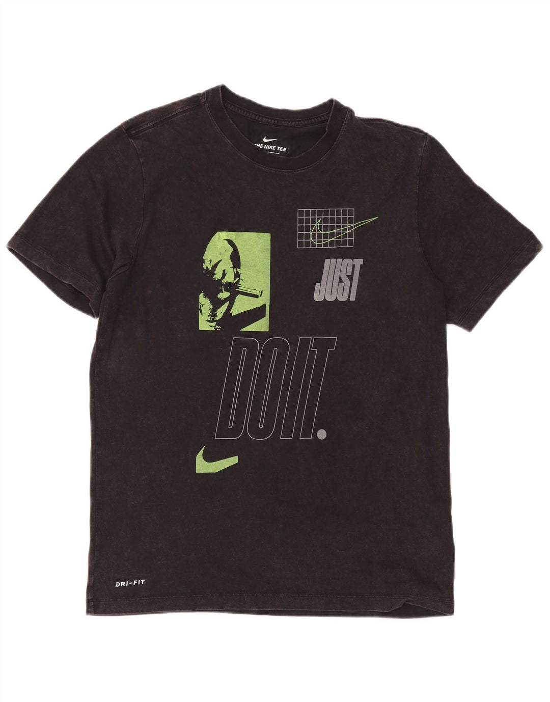 NIKE Mens Dri Fit Graphic T-Shirt Top Medium Black Cotton