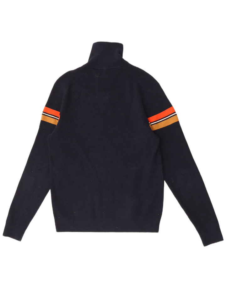 Maglione da uomo Marks & Spencer con zip e collo color block medio blu navy