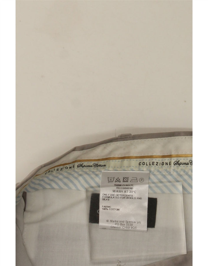 MARKS & SPENCER Mens Straight Suit Trousers W36 L31 Grey Cotton