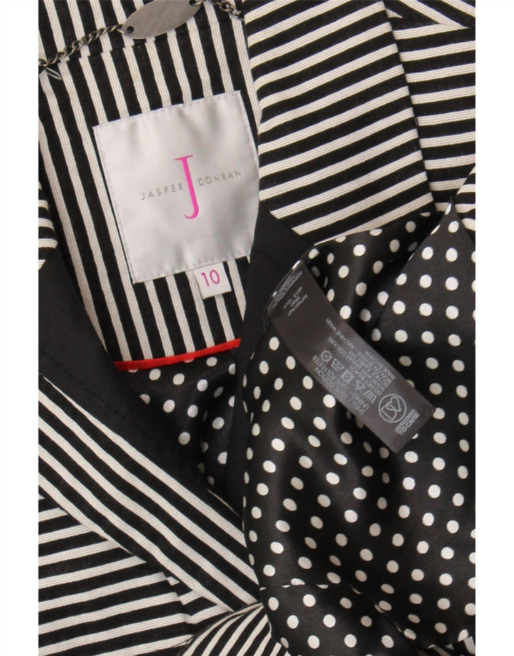 Jasper Conran Womens 3/4 Sleeve Blazer Jacket UK 10 Small Black Pinstripe