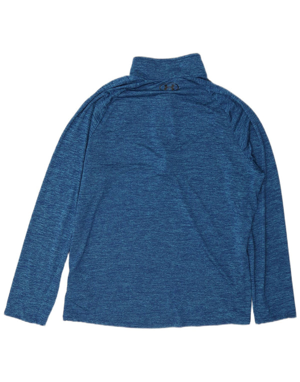Under Armour Mens Zip Neck Pullover Tracksuit Top Large Blue Flecked
