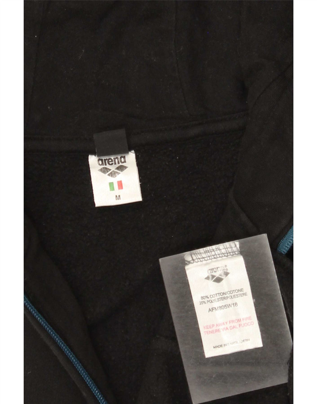 Arena Mens Zip Hoodie Sweater Medium Black Colourblock Cotton