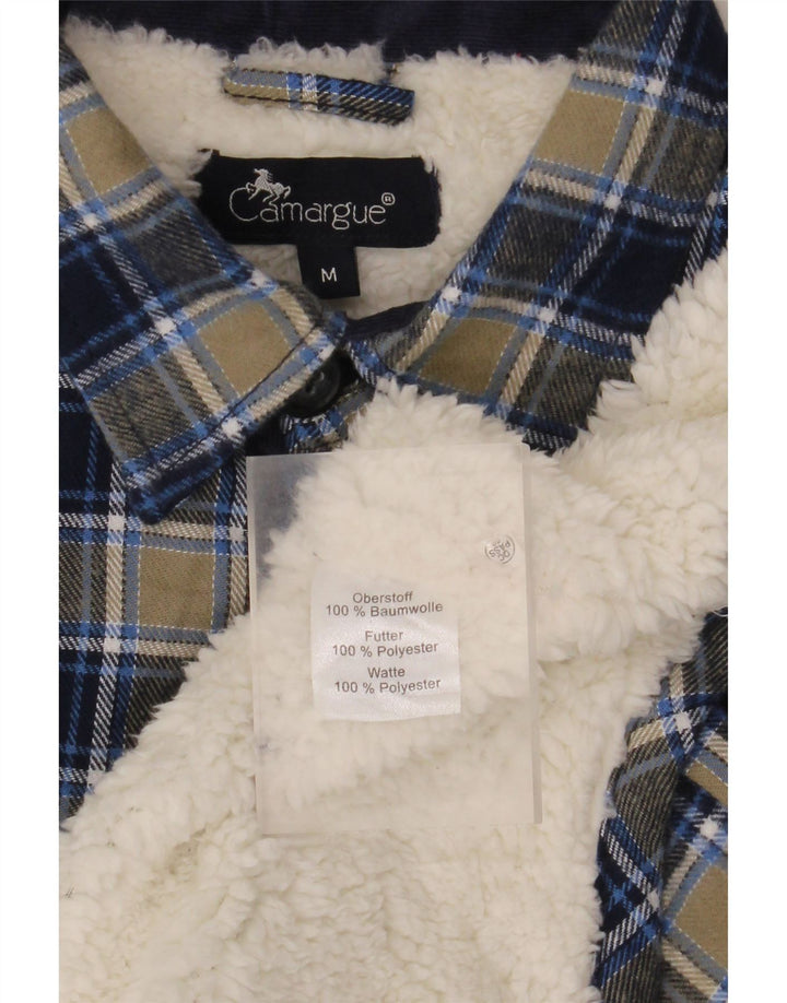 CAMARGUE Mens Lumberjack Flannel Shirt Medium Navy Blue Check Cotton