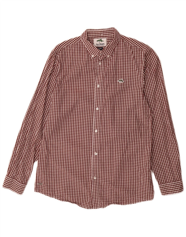 LE SHARK Herreskjorte Large Burgundy Gingham Cotton